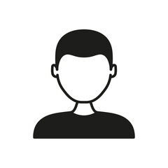 Fototapete - Male Avatar Profile Solid Icon. User Identification, Account Representation, And Social Media Silhouette Symbol. Online Presence And Digital Identity. Isolated Vector Illustration