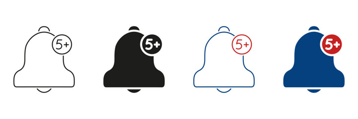 Fototapete - Notification Bell With Badge Line And Solid Icon Set. Alert And Reminder Symbol Collection For Digital Communication. Message And Update Indicator. Isolated Vector Illustration