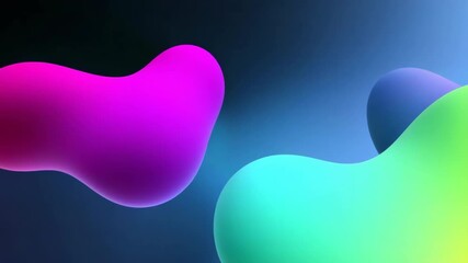 Poster - A colorful abstract painting with a blue background and purple and orange shapes. The painting has a dreamy, whimsical feel to it
