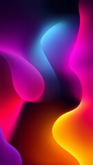 Poster - A colorful abstract painting with a purple and orange swirl. The painting is full of vibrant colors and has a dynamic, energetic feel to it
