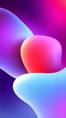 Poster - A colorful image of three hearts with a purple background. The hearts are in different sizes and colors, with one being blue and the other two being red. The image has a playful and whimsical mood