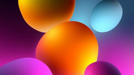 Poster - A colorful abstract image of four different colored spheres. The spheres are all different sizes and colors, with the largest being orange and the smallest being pink. The image has a vibrant