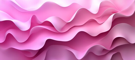 Poster - Stunning 3D Wave Pattern Background with a Blush to Raspberry Gradient for Modern Design Projects