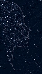Poster - Abstract representation of a human face intertwined with digital circuits and network connections