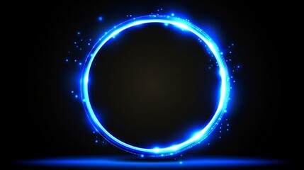 Aufkleber - Abstract Glowing Blue Circle Design with Light Streaks and Futuristic Technology Background