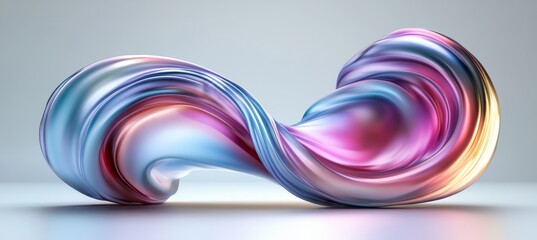 Poster - Iridescent Metallic Knot of Smooth Lines, Contemporary Style for High-Tech Backgrounds and Designs