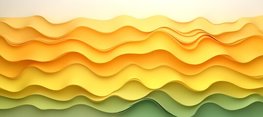 Poster - Fluid Paper Landscape 3D Rendered Waves in Gradient Color Layers with Smooth Curves and Harmony