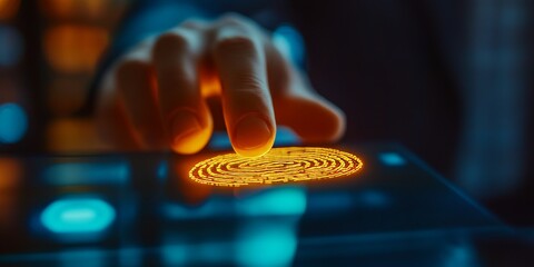 Poster - Futuristic Digital Access Advanced Fingerprint and Biometric Security Technology for Identification