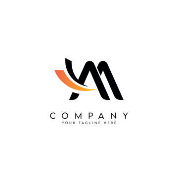 Modern M Letter Logo with Swoosh Symbol Minimal Vector Design.