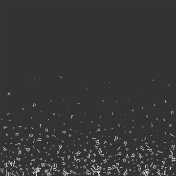 Scattered letters of latin alphabet. White chalk