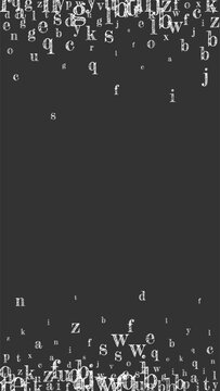 Falling letters of English language. White chalk