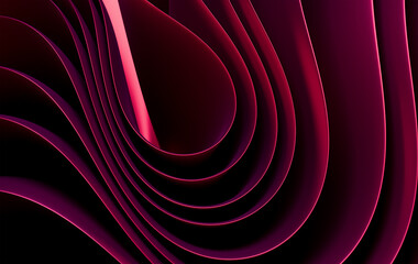 Fototapete - Abstract 3D Flowing Ribbons in Vibrant Pink and Purple Gradient Colors with Smooth Curved Waves and Dynamic Motion