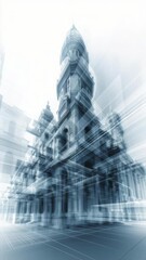 Poster - A sketch of a modern building architectural design