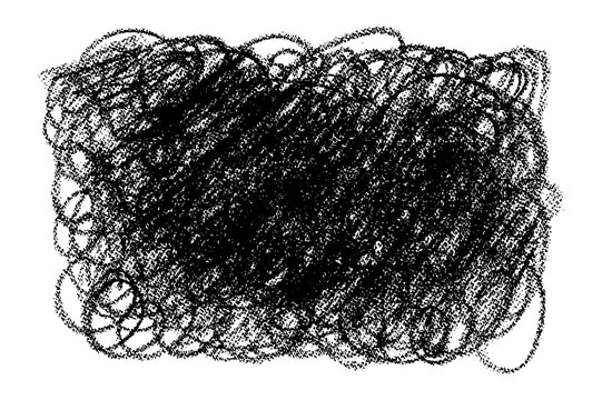Rough crayon smear with creative splash effect. Freehand mark like a kindergarten kid drawing, black colored speech balloon stroke. Vector illustration great for education school design or collage.