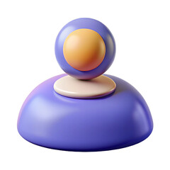 Aufkleber - Abstract 3d character icon with purple base and orange head element isolated on white background