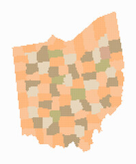 Poster - Ohio dotted map. Digital style map of the state on white background. Ohio shape with square dots. Colored dots style. Small size squares. Simple vector illustration.