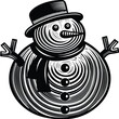 © ar88design - Stylized snowman with hat and scarf winter black and white