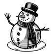 © ar88design - Waving Snowman with Top Hat and Scarf winter greeting
