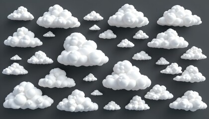 Poster - A collection of fluffy clouds scattered across a dark sky, creating a dreamy atmosphere