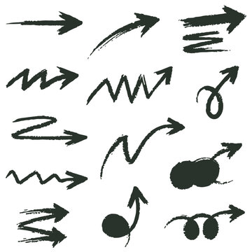 arrow brush line chalk sketch texture vector set,crayon marker scribble sketch stroke arrow element,