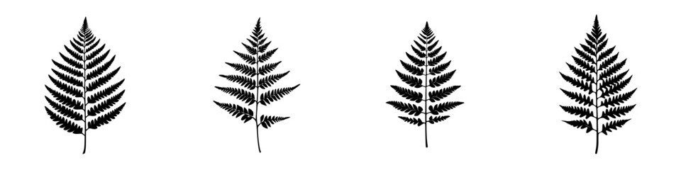 Poster - Black fern icon collection showcasing various styles and shapes in a uniform design format