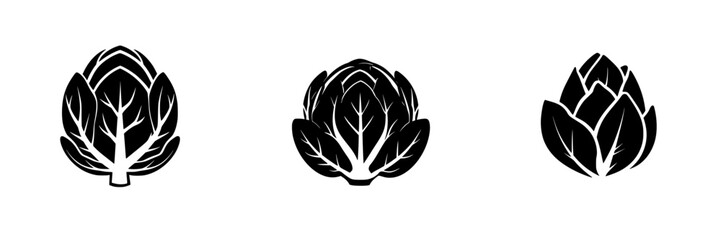 Poster - Black icon representations of artichokes designed for modern graphic applications and artistic projects