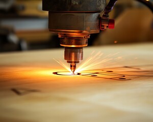 Poster - Precision Cutting with a CNC Router, Crafting Intricate Designs in Light Plywood with High Accuracy