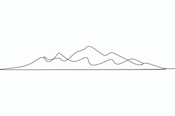 Poster - Abstract mountain range silhouette drawn with a single continuous line isolated on white background