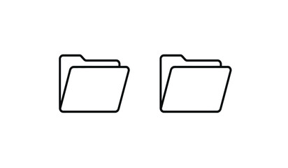 Aufkleber - Two Simple Folder Icons in Black Outline on a White Background