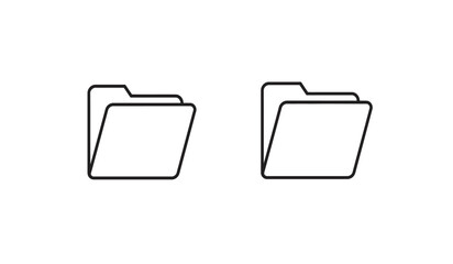Aufkleber - Two Simple Outline Folder Icons on a White Background for Data Management