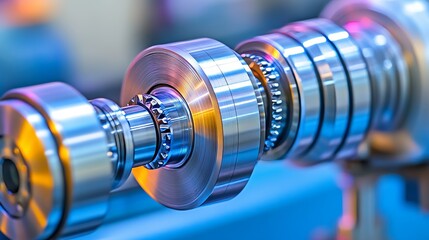 Poster - Detailed Close-Up of Precision CNC Milling Machine Components in Modern Manufacturing Setting