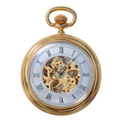 Wall Mural - Antique Golden Pocket Watch Isolated on Transparent Background