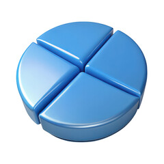 Poster - Shiny blue circular chart divided into four equal segments isolated on transparent background