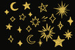 © Anna - Hand drawn star and moon sketch with crayon hatching