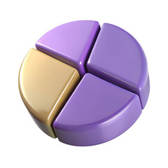 Poster - Shiny three dimensional pie chart segments with one different color isolated on transparent background