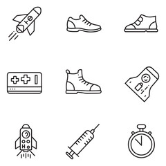Poster - Collection of minimalist black and white icons representing various objects and concepts