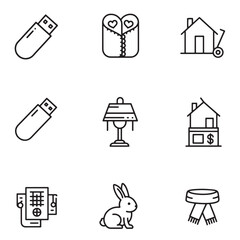 Poster - Collection of simple and modern line art icons depicting diverse everyday objects