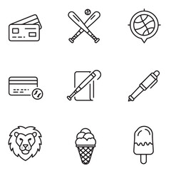 Aufkleber - Collection of various black and white outline icon elements for business and everyday life