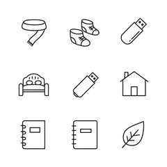 Aufkleber - Minimalist line art icons representing everyday objects and nature elements for digital design