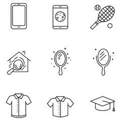 Poster - Simple vector icon set of everyday objects including smartphones sports and graduation
