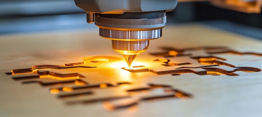 Poster - Advanced CNC Router Engraving Technology in Workshop Creating Intricate Wooden Panel Designs