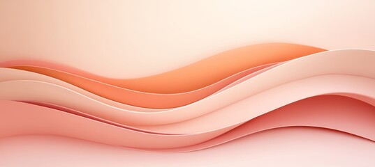 Leinwandbilder - Pastel Coral Serenity A Minimalistic 3D Low Profile Wave Texture with Elegant Gradient Background