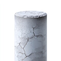 Poster - Cracked White Vertical Column with Textured Surface Displaying Age and Wear in Studio Lighting