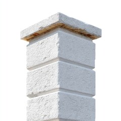 Poster - Textured White Stone Pillar with Rough Surface and Square Edges Against Clean Background for Architectural Design Use