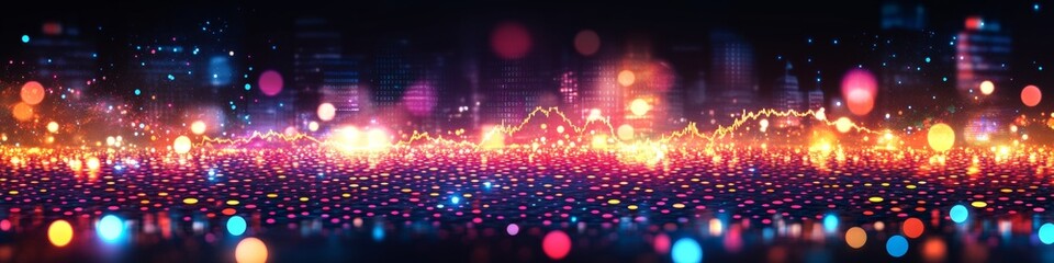 Poster - Dynamic Stock Market Data Analysis Graphics with Upward Spikes and Abstract Financial Illustrations