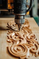 Poster - Advanced Automated Engraving Machine for Precision Wood Carving, Artistic Design, and Detail Mastery