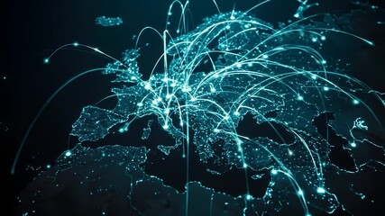 European Connection Data streams network cities; communications, global use