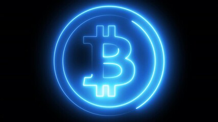 Poster - Neon Bitcoin Sign. Computer generated 3d render