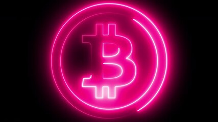 Poster - Neon Bitcoin Sign. Computer generated 3d render