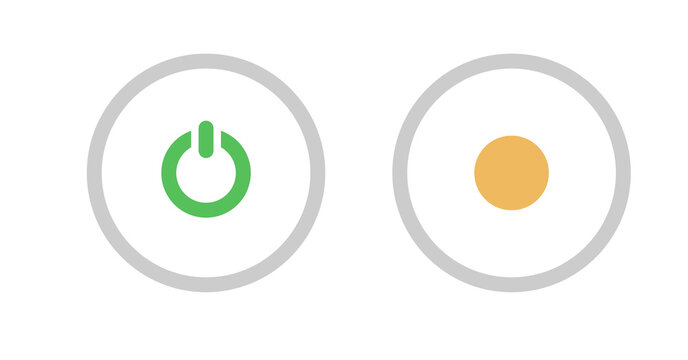 Minimalist Green Power Button and Yellow Circle Interface Icons